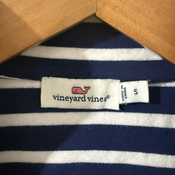 Vineyard Vines Womens Striped Dreamcloth Relaxed 1/4 Zip Shep Small Blue White - Picture 4 of 6